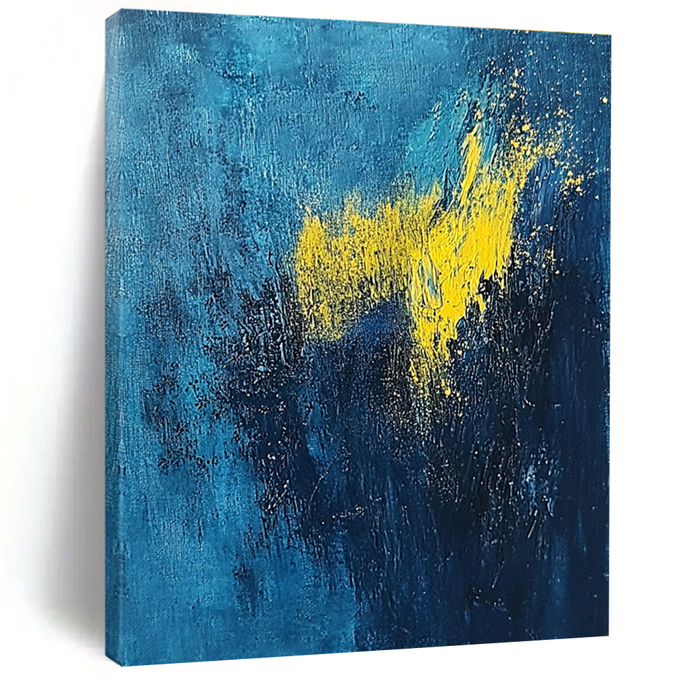 Blue - Yellow Abstract Spark Painting with Energetic Glow WINK395