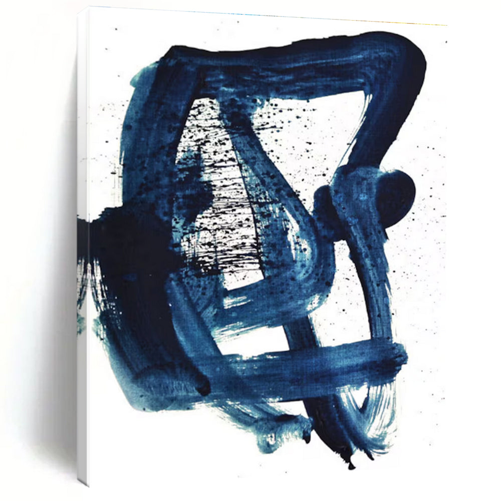 Bold Blue Abstract Brushstrokes Painting for Contemporary Art Galleries HENG161
