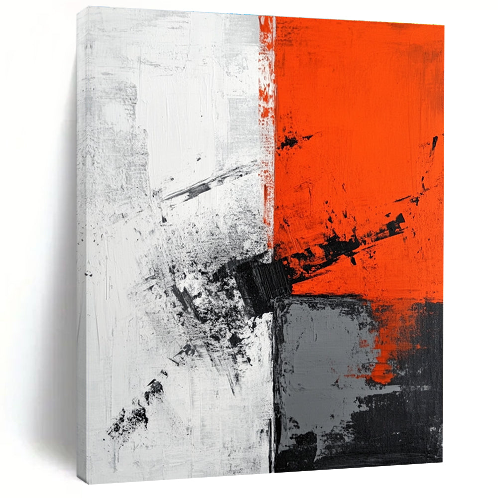 High - Contrast Geometric Abstract Painting for Corporate Boardrooms GAB0878
