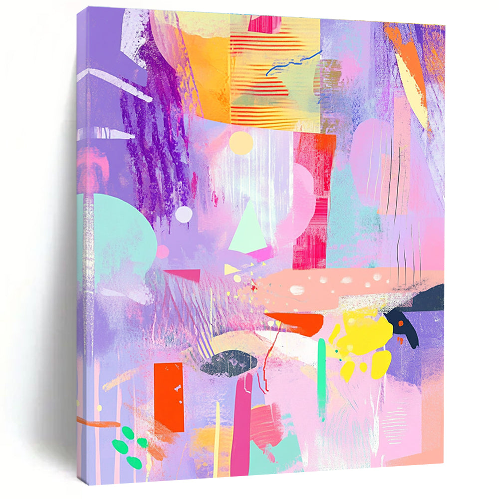 Pastel - hued Abstract Collage Painting with Dreamy Whimsy WINK299