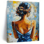 Mysterious Woman Back Abstract Painting with Bold Colors GAB0018