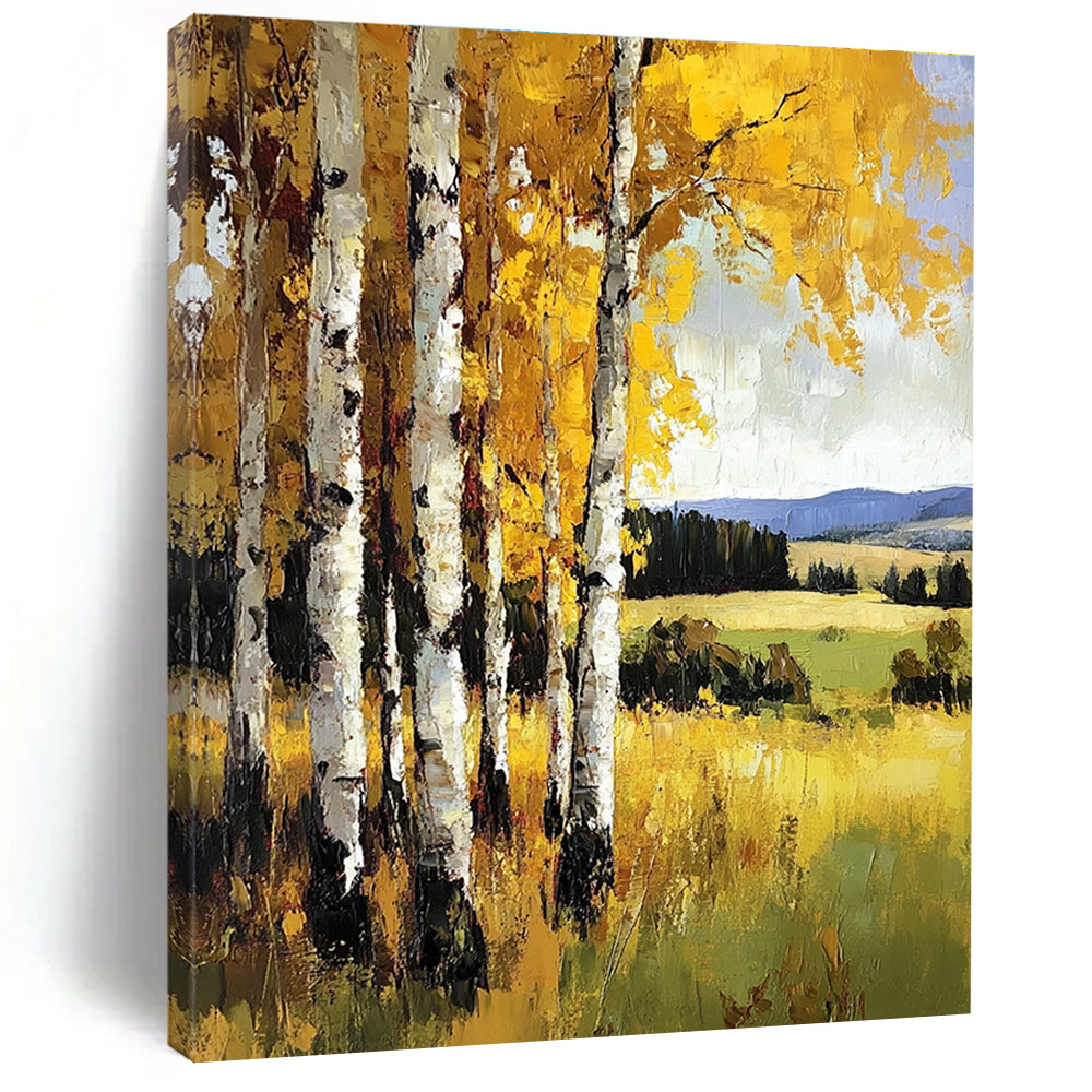 Yellow Birch Forest Painting of Autumnal Warmth GAB0149