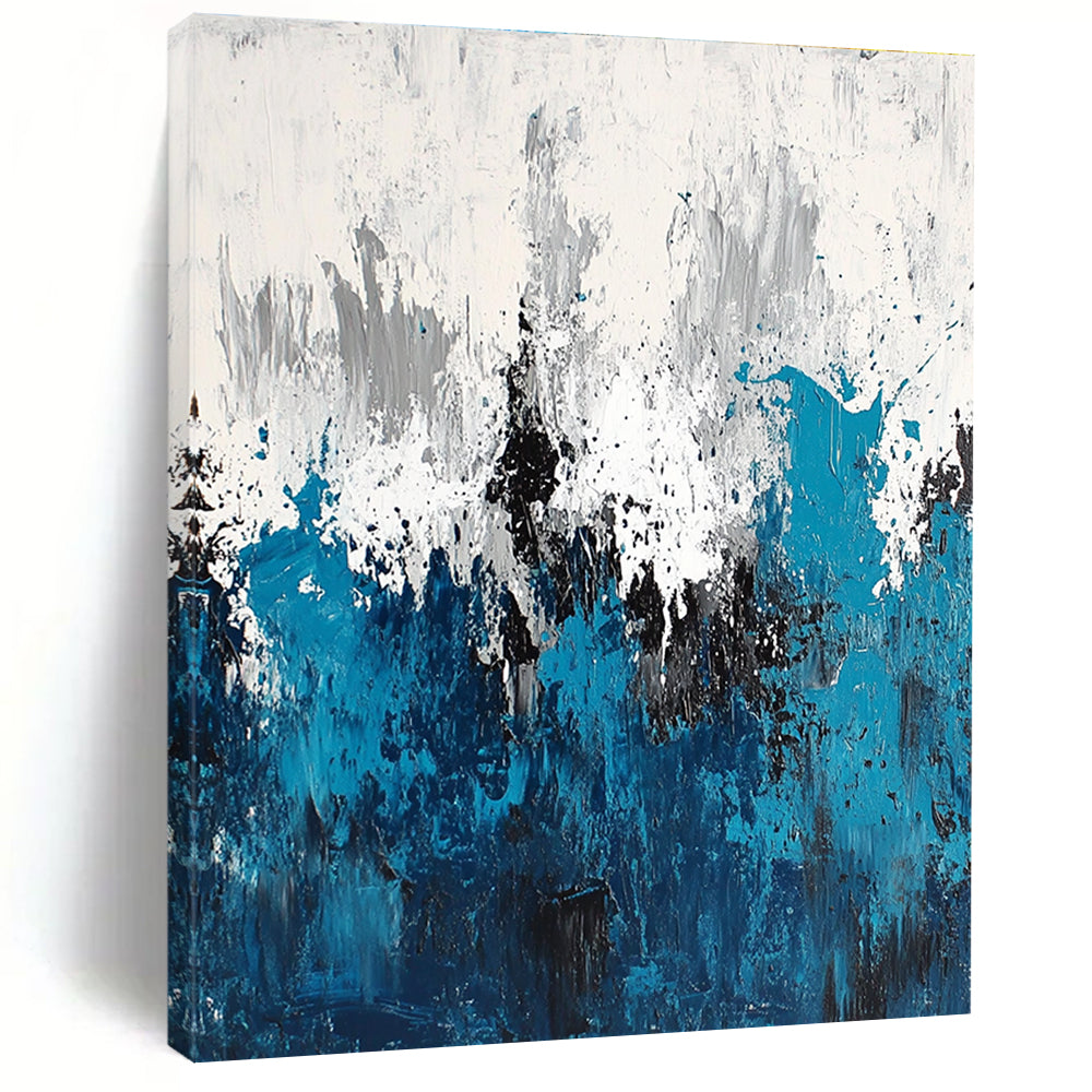 Blue White Abstract Landscape Painting with Coastal Vibes WINK572
