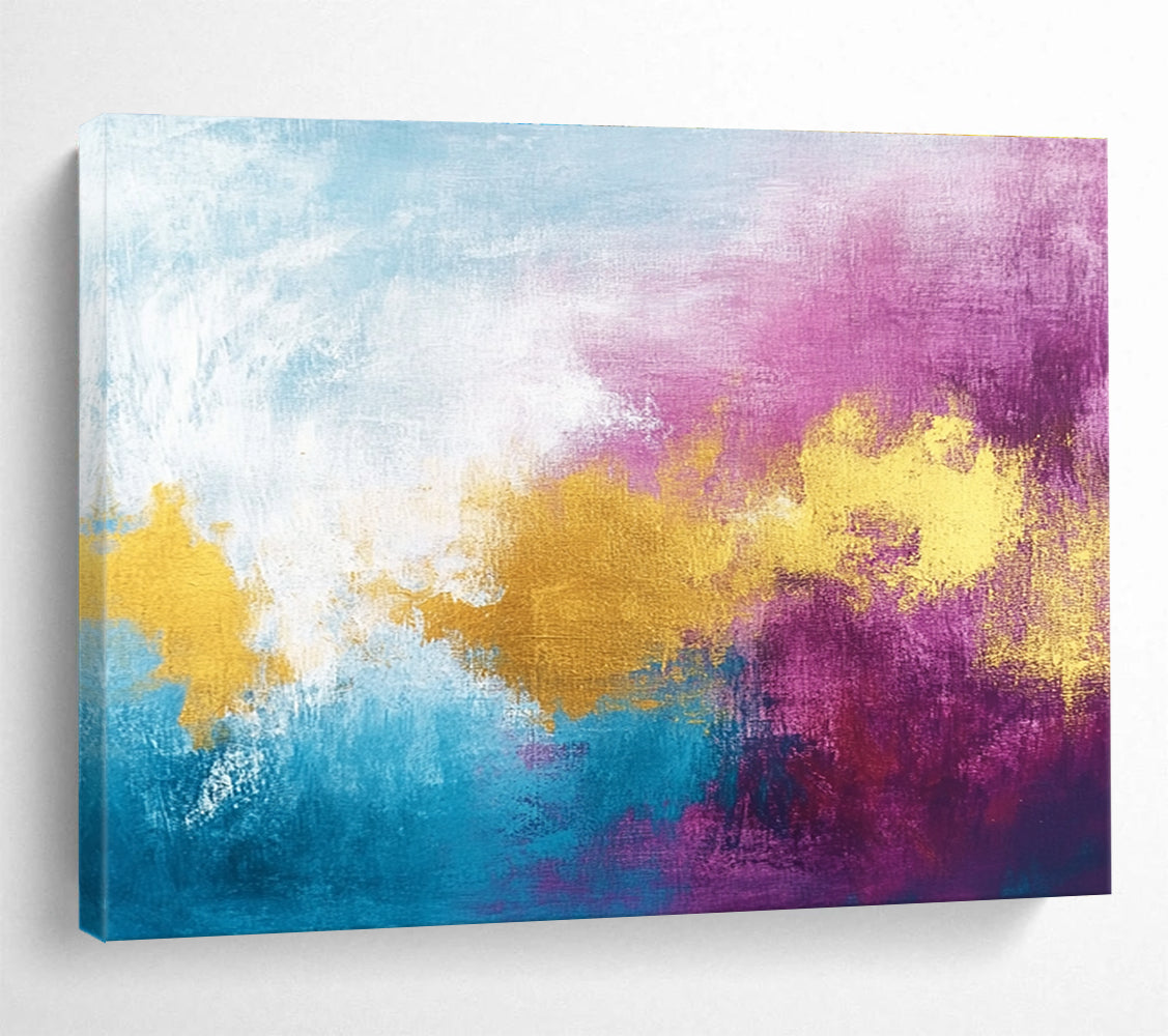 Pink and Gold Abstract Painting with Dreamy, Ethereal Cloud - like Textures ABS480