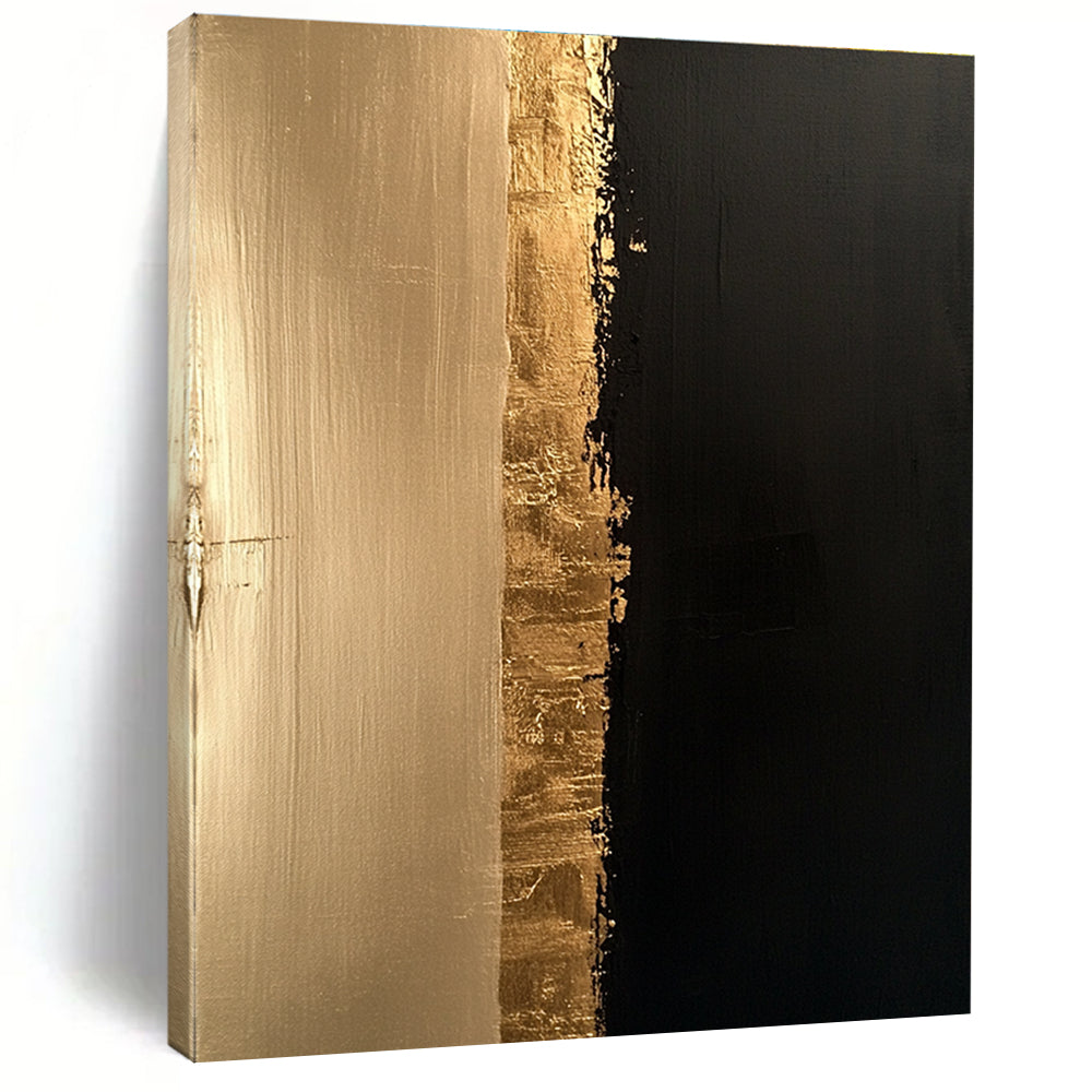 Gold and Black Divide Abstract Painting with Luxurious Contrast WINK170