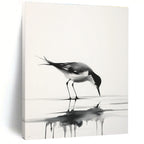 Graceful Bird Reflection Abstract Painting in Ink Wash Style GAB0023