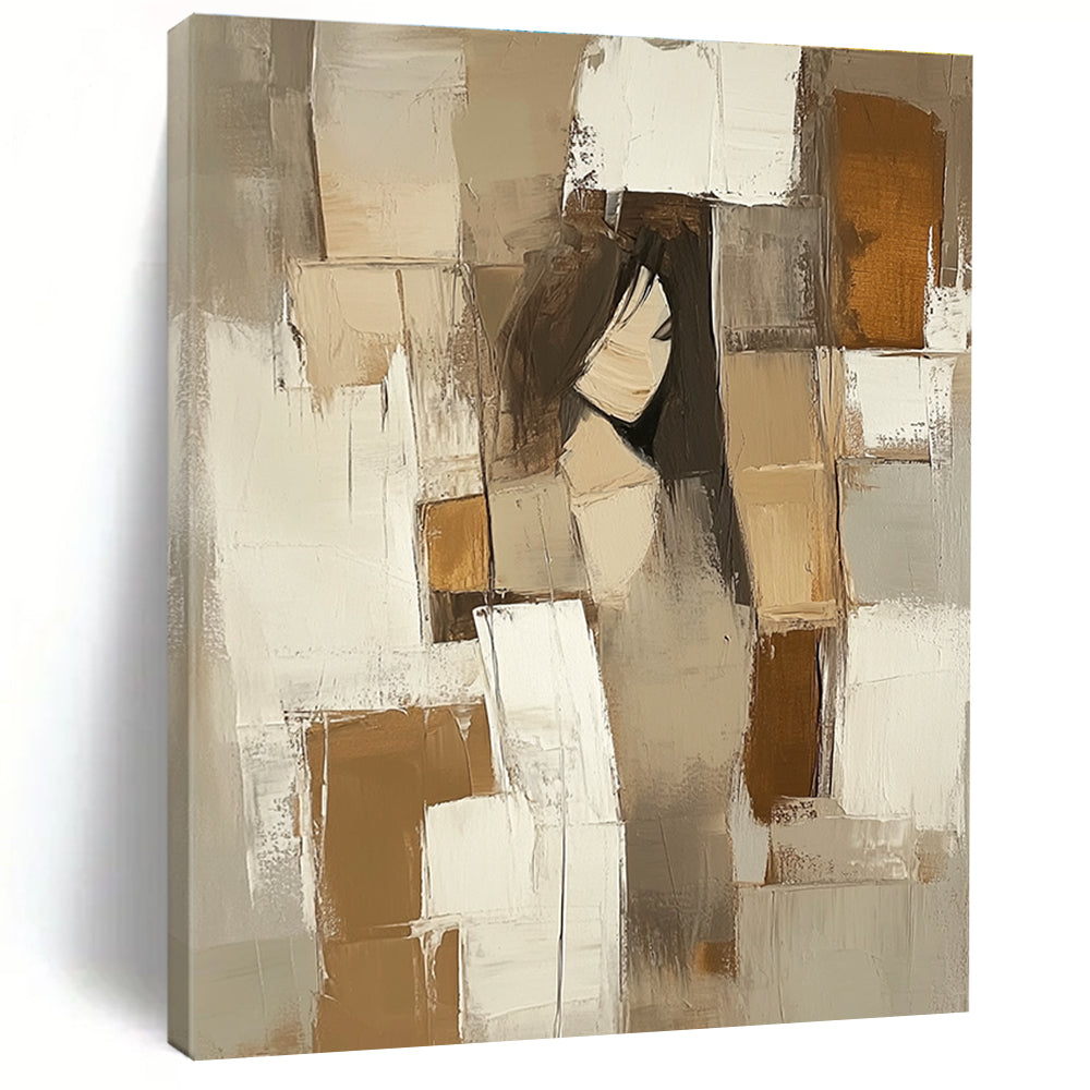 Cubist Figure in Neutrals - Modern Abstract Figurative Art GAB0445