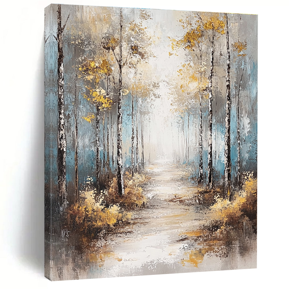 Golden Forest Path - Enchanted Landscape Abstract Painting GAB0500
