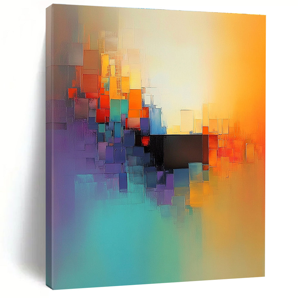 Colorful Cubist - Inspired Abstract Painting for Contemporary Art Galleries GAB1151