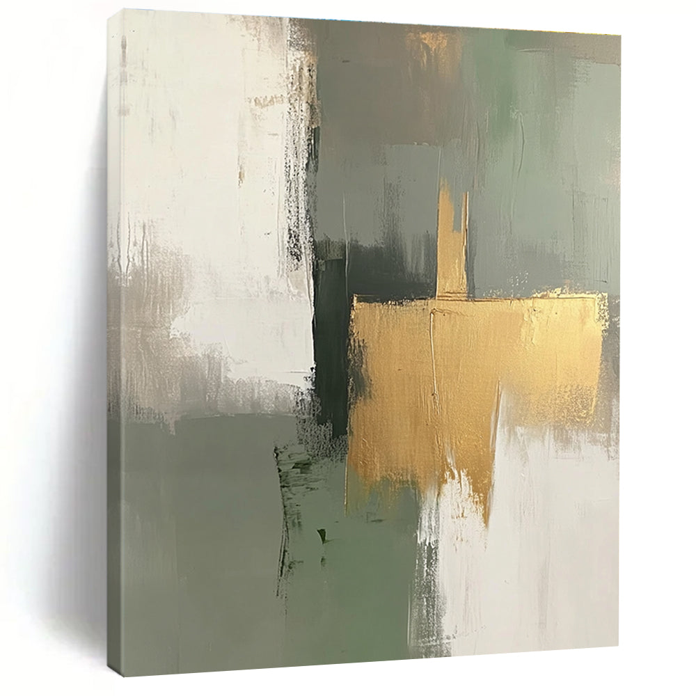 Green Gold Gray Abstract Painting with Natural Elegance WINK558