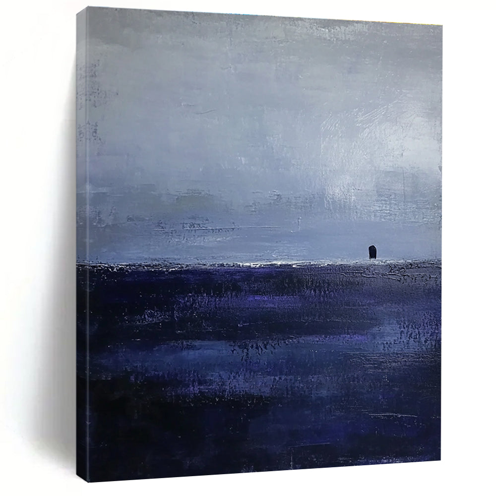 Solitary Figure in Blue Ethereal Landscape Abstract Painting GAB0222