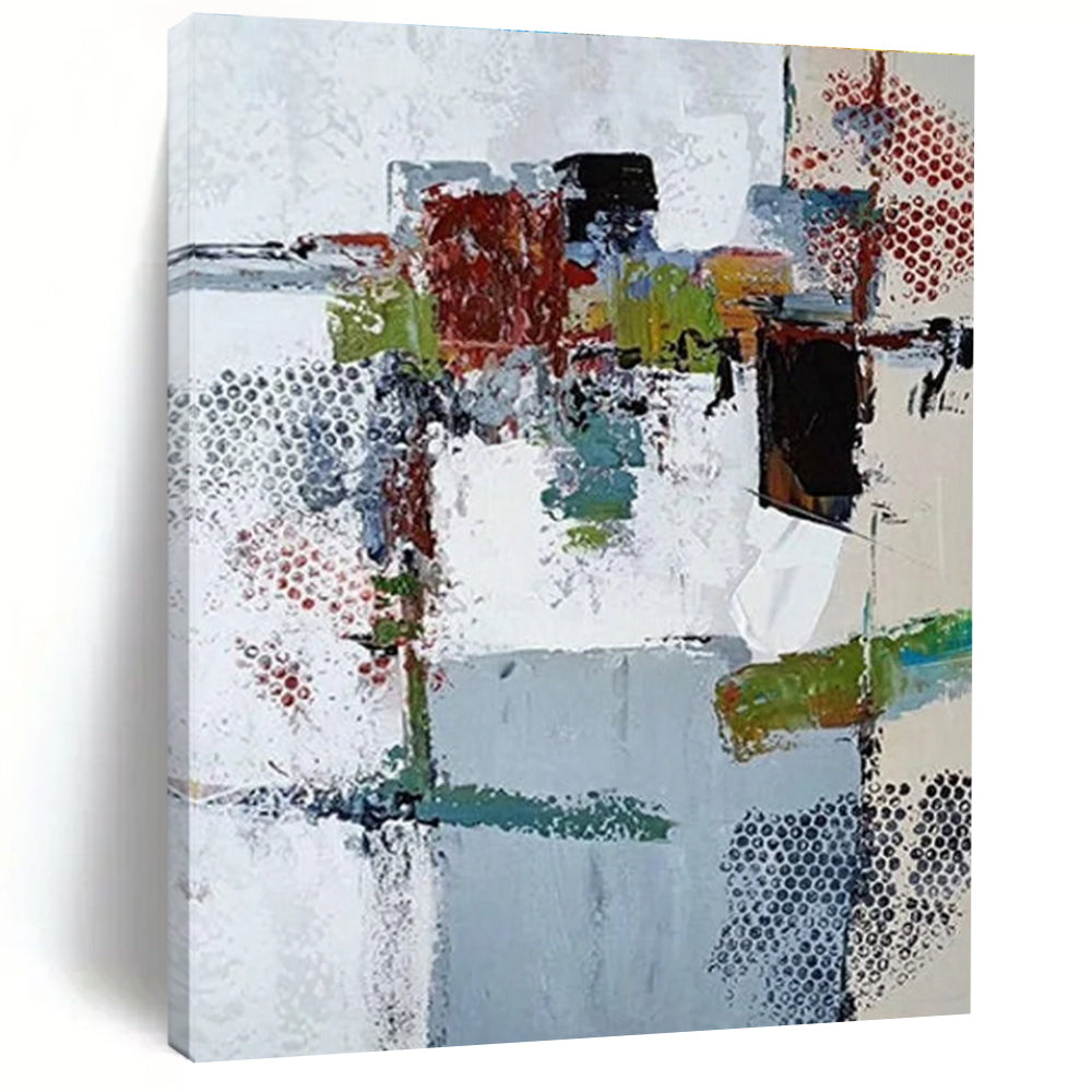 Colorful Patch Abstract Painting for Creative Studio Workspaces HENG042