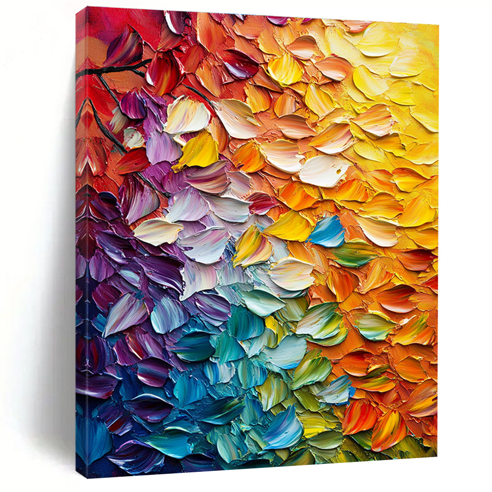 Colorful Petal Abstract Painting with Impasto Technique WINK833