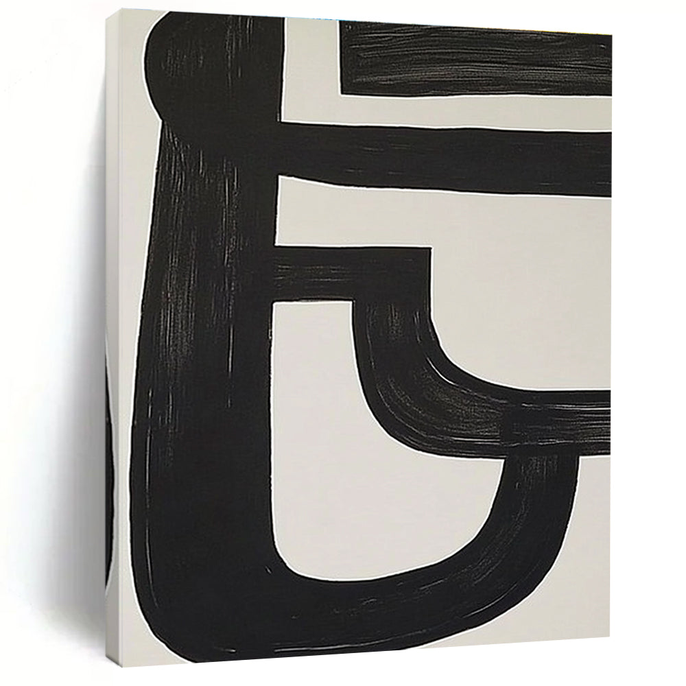 Black and White Line Abstract Painting for Minimalist Galleries GAB0846