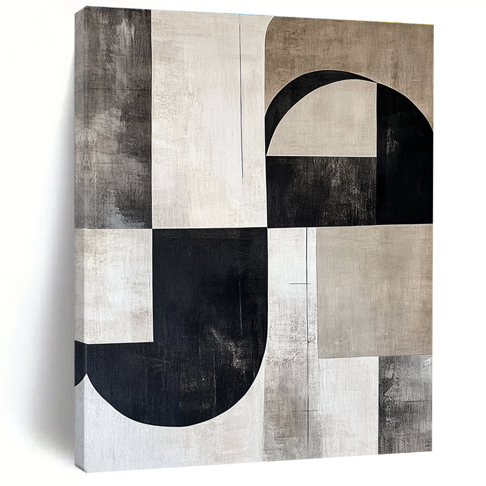 Monochromatic Geometric Fusion Abstract Painting with Minimalist Elegance WINK211