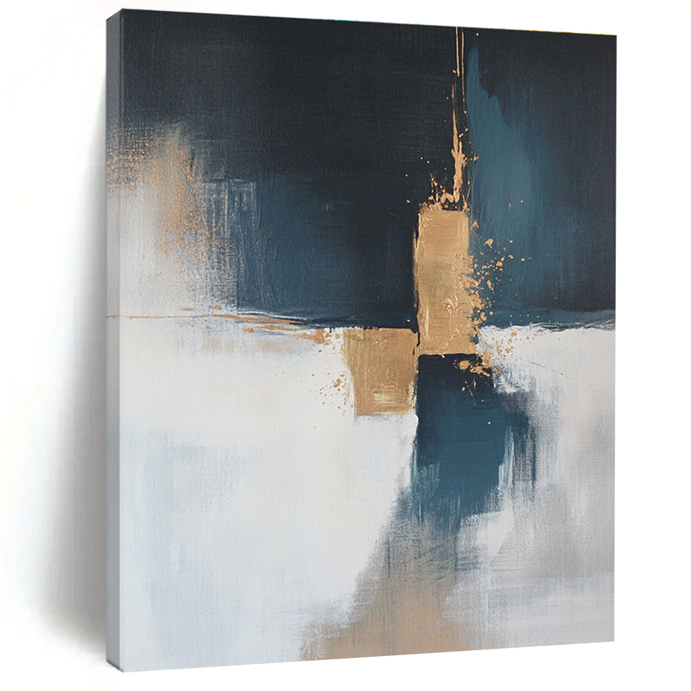 Blue Gold White Abstract Painting with Subtle Luxury WINK554