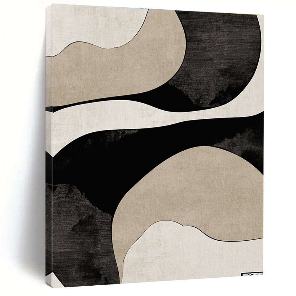 Curved Neutral Tones Abstract Painting with Elegant Flow WINK064