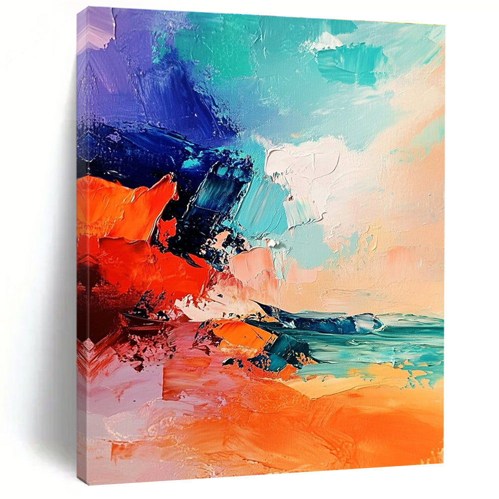 Colorful Coastal Abstract Painting for Vibrant Interiors GAB0731