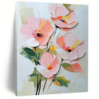 3D Pink Flower Bouquet Textured Abstract Painting for Elegant Spaces GAB1457