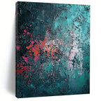 Textured Teal Abstract Painting with Intricate Details WINK642