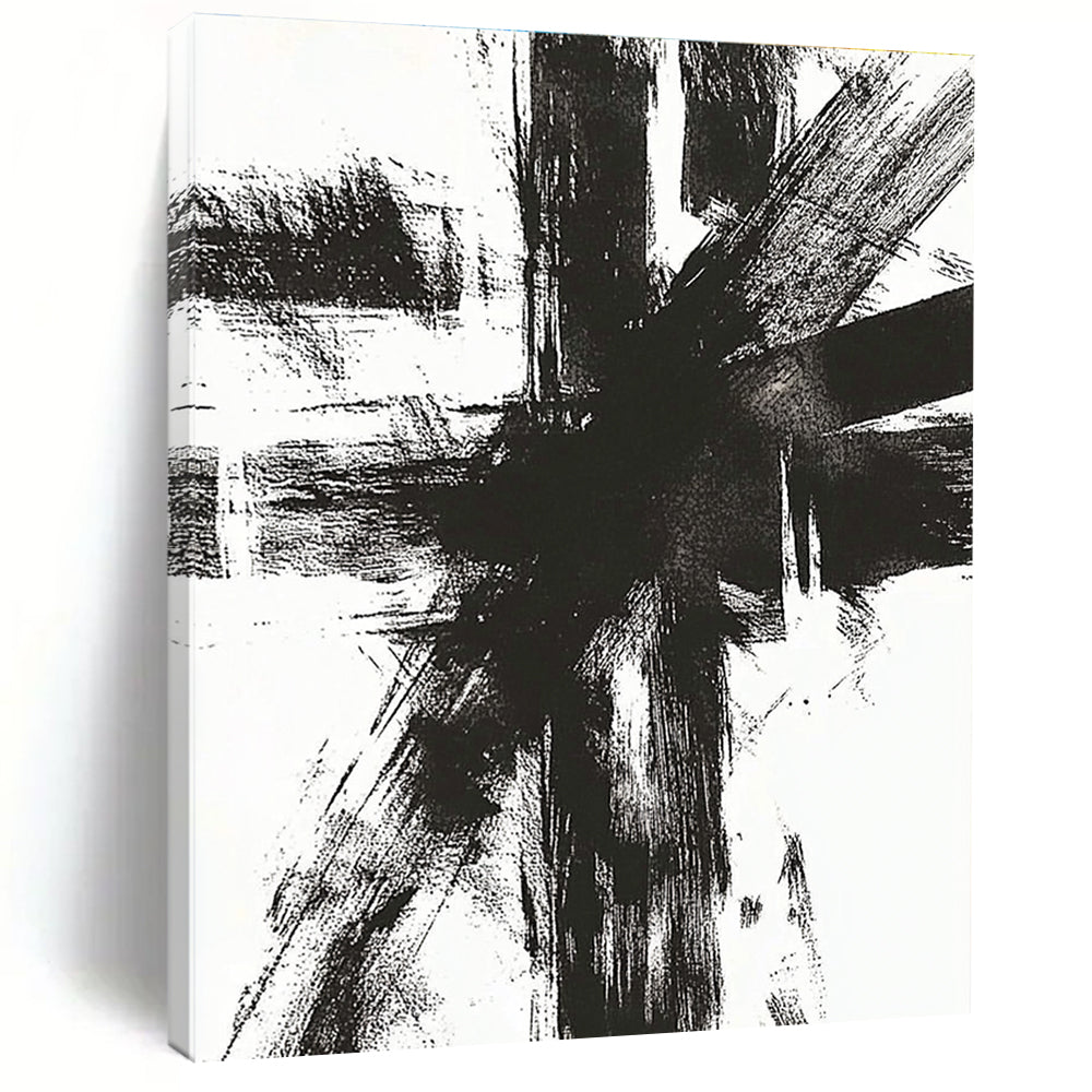 Black and White Dynamic Abstract Painting with Bold Strokes WINK820