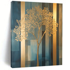 Golden Tree on Blue Modern Nature Abstract Painting GAB0272