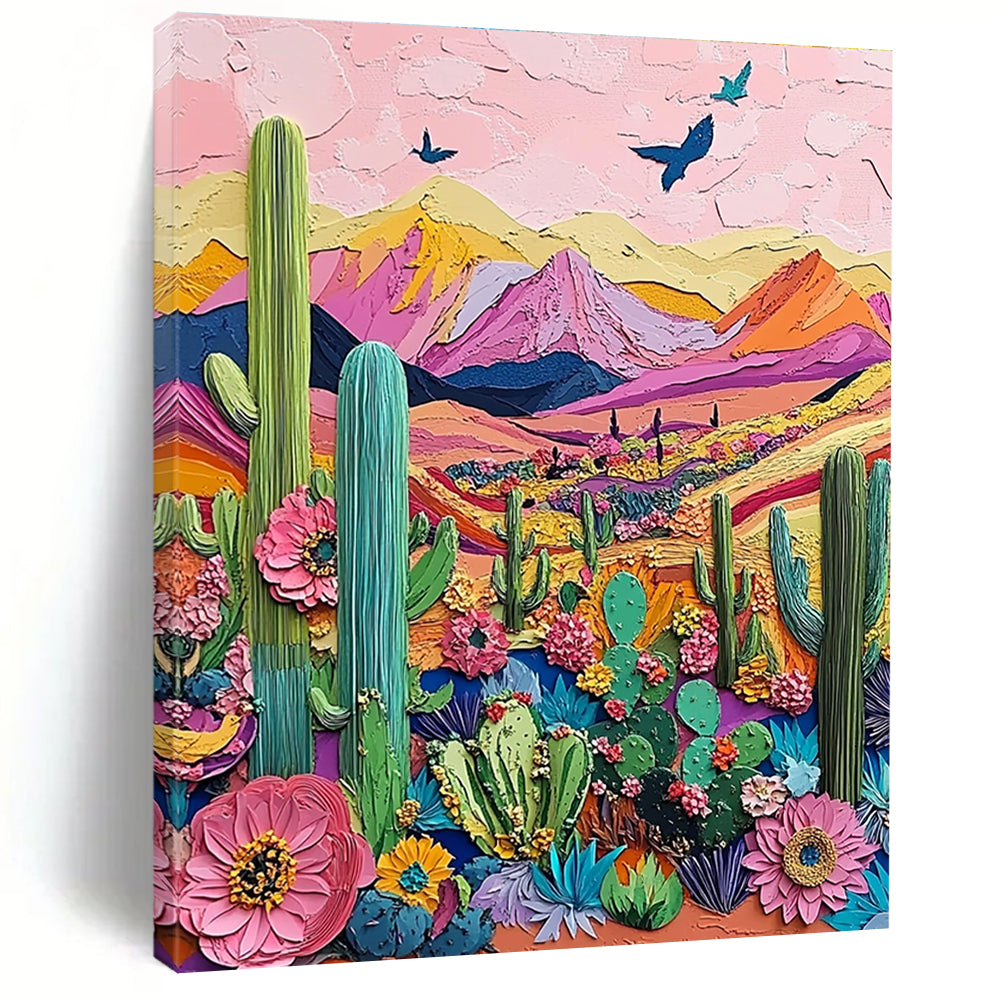 Colorful Desert Landscape Collage Textured Abstract Art for Bohemian Spaces GAB1469