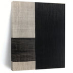 Black and Beige Textured Squares Abstract Painting with Tactile Simplicity WINK015