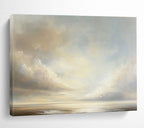Light - Hued Sky and Sea: Tranquil Coastal Atmosphere Captured Abstract Painting ABS151