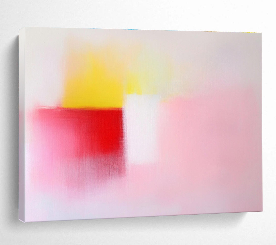 Soft Pink, Yellow and Red Abstract Painting with Gentle Warmth ABS410