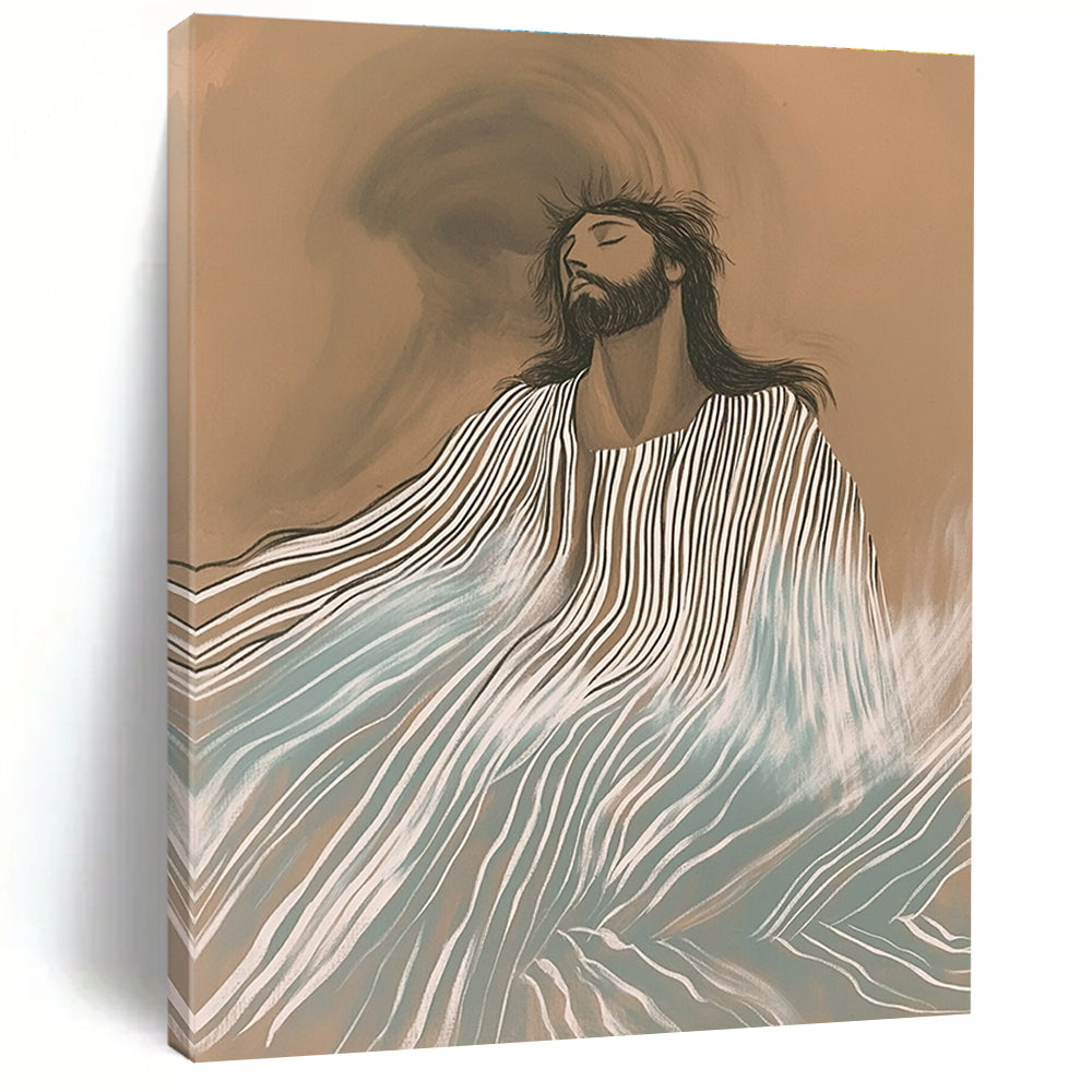 Serene Striped Figure Spiritual Narrative Abstract Painting GAB0282
