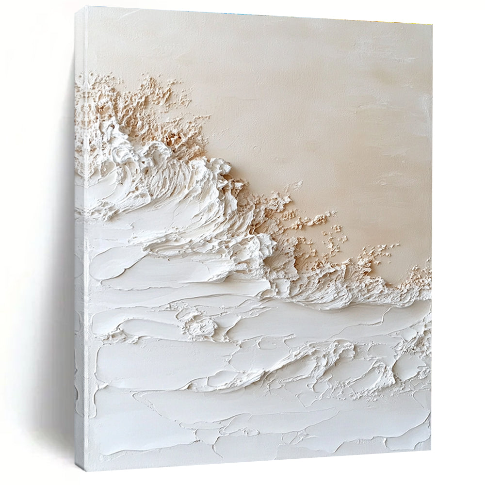 White Textured Waves Coastal Abstract Art GAB0374