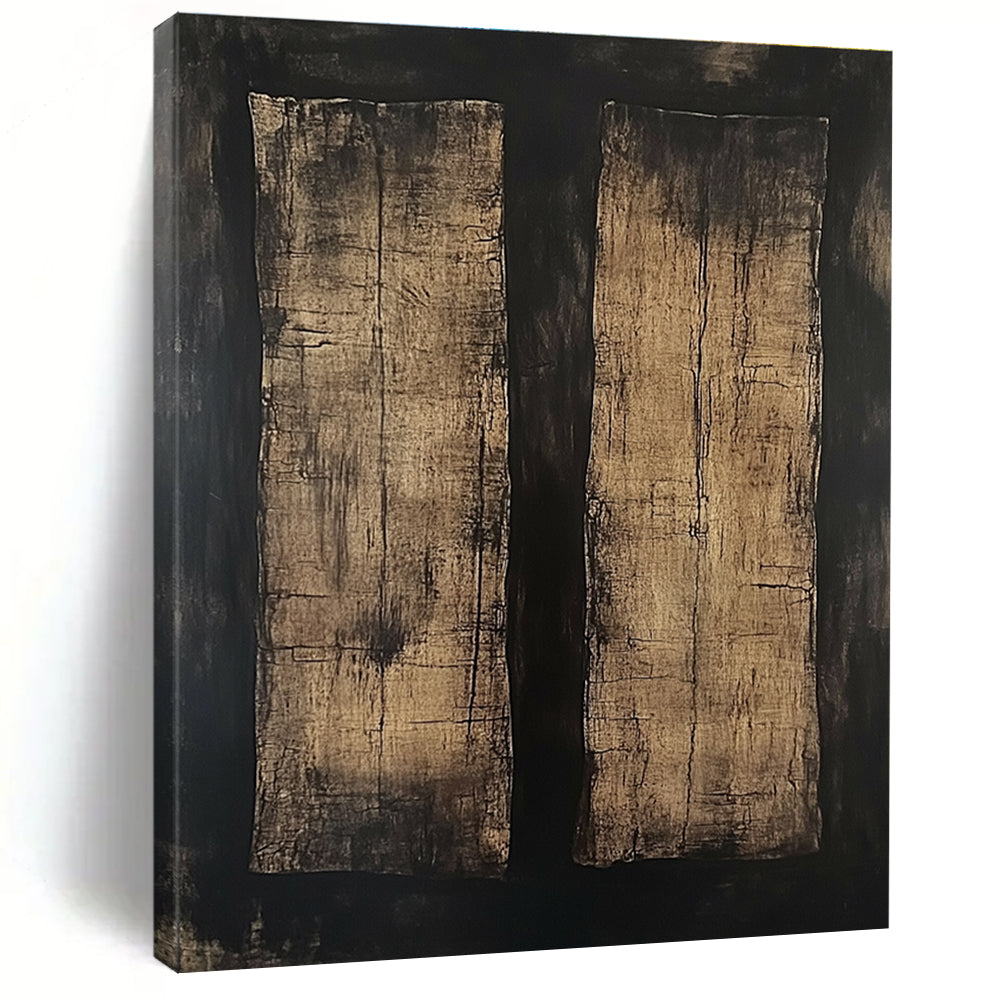 Dark Wood Textured Abstract Painting with Rustic Charm WINK796