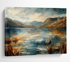 Lake and Mountain Abstract Painting for Nature - Lover Bedrooms YHT403