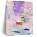 Books and Feathers Collage Abstract Painting of Intellectual Whimsy GAB0178
