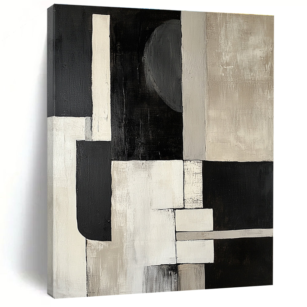 Geometric Monochrome Abstract Painting with Bold Simplicity WINK532