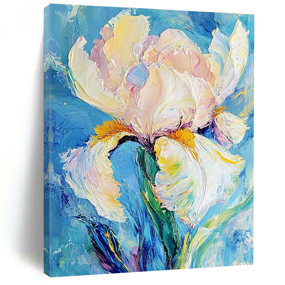 Pastel Iris Flower Textured Abstract Painting for Romantic Spaces GAB1425