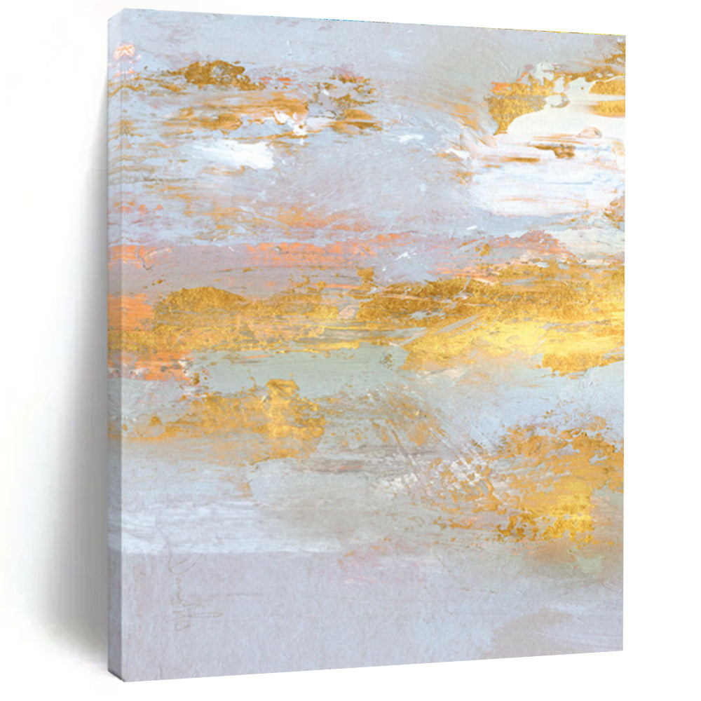 Gold - Accented Abstract Landscape Painting for Luxury Home Entrances HENG159