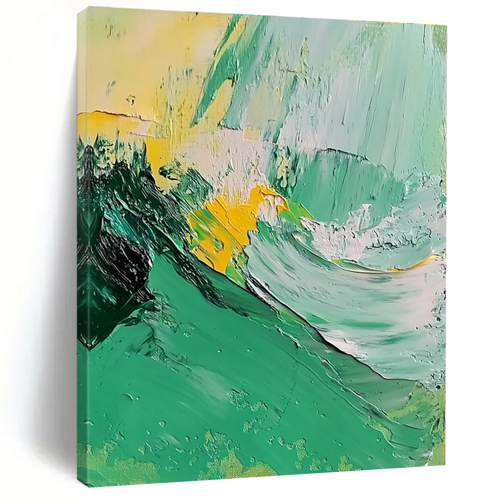 Green Yellow Wave Abstract Painting for Eco - Friendly Studios GAB0766