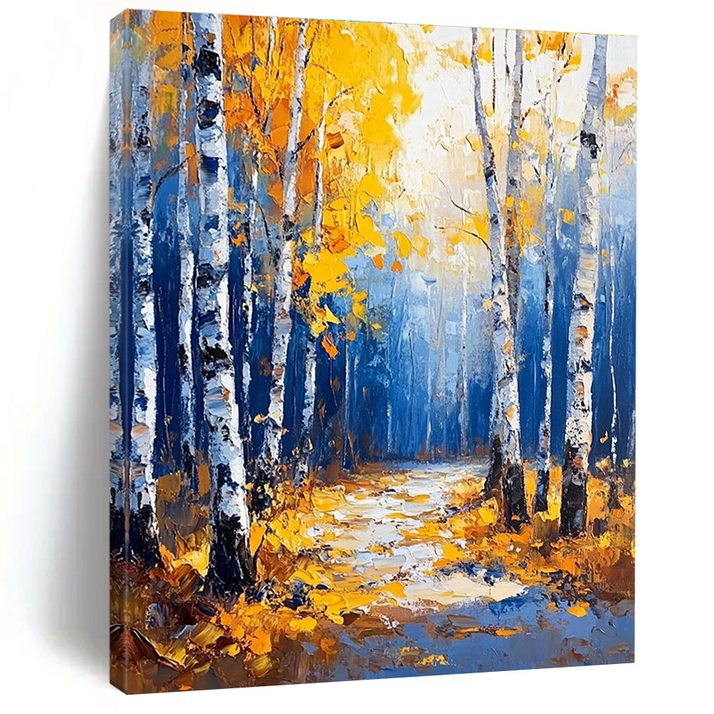 Autumn Birch Forest Abstract Painting for Rustic - Style Living Rooms GAB1286