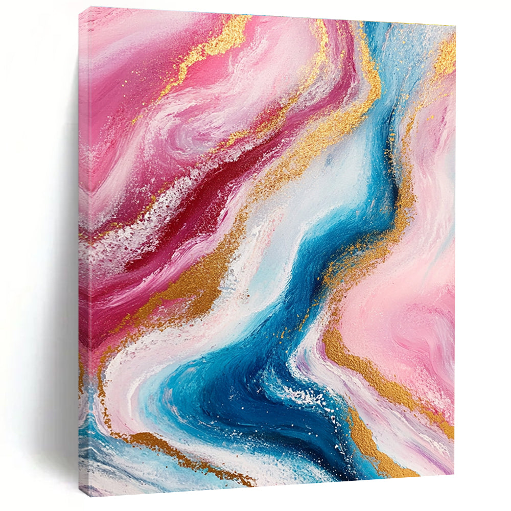 Pink and Blue Marbled Abstract Painting with Luxurious Flow WINK259