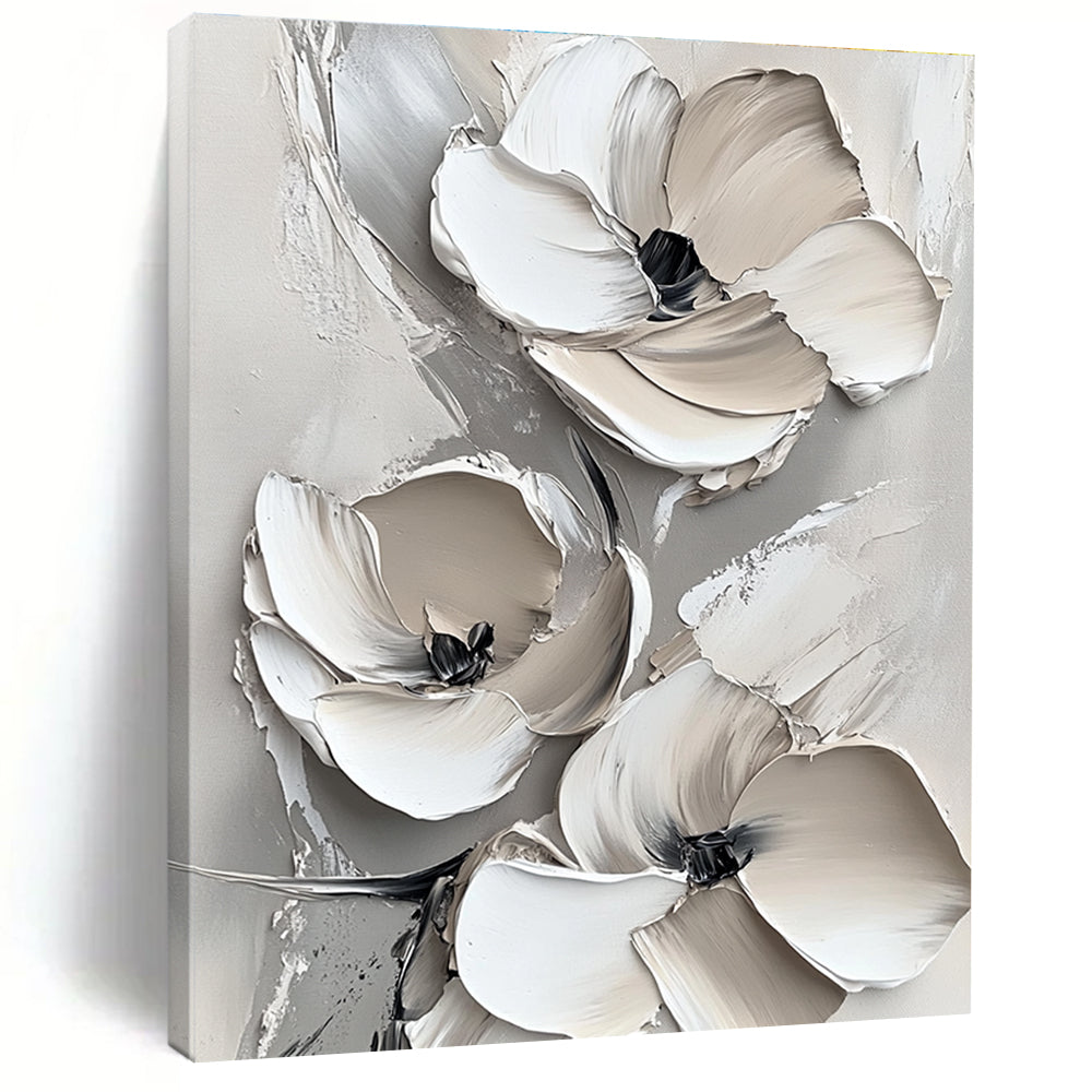 Subtle Floral Relief Abstract Painting for Neutral - Toned Offices GAB1005