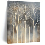 White Trees on Dark Background Abstract Painting for Contemporary Forest - Themed Galleries GAB0817