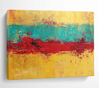 Yellow, Blue, and Red Abstract Painting with Textured Layers ABS428
