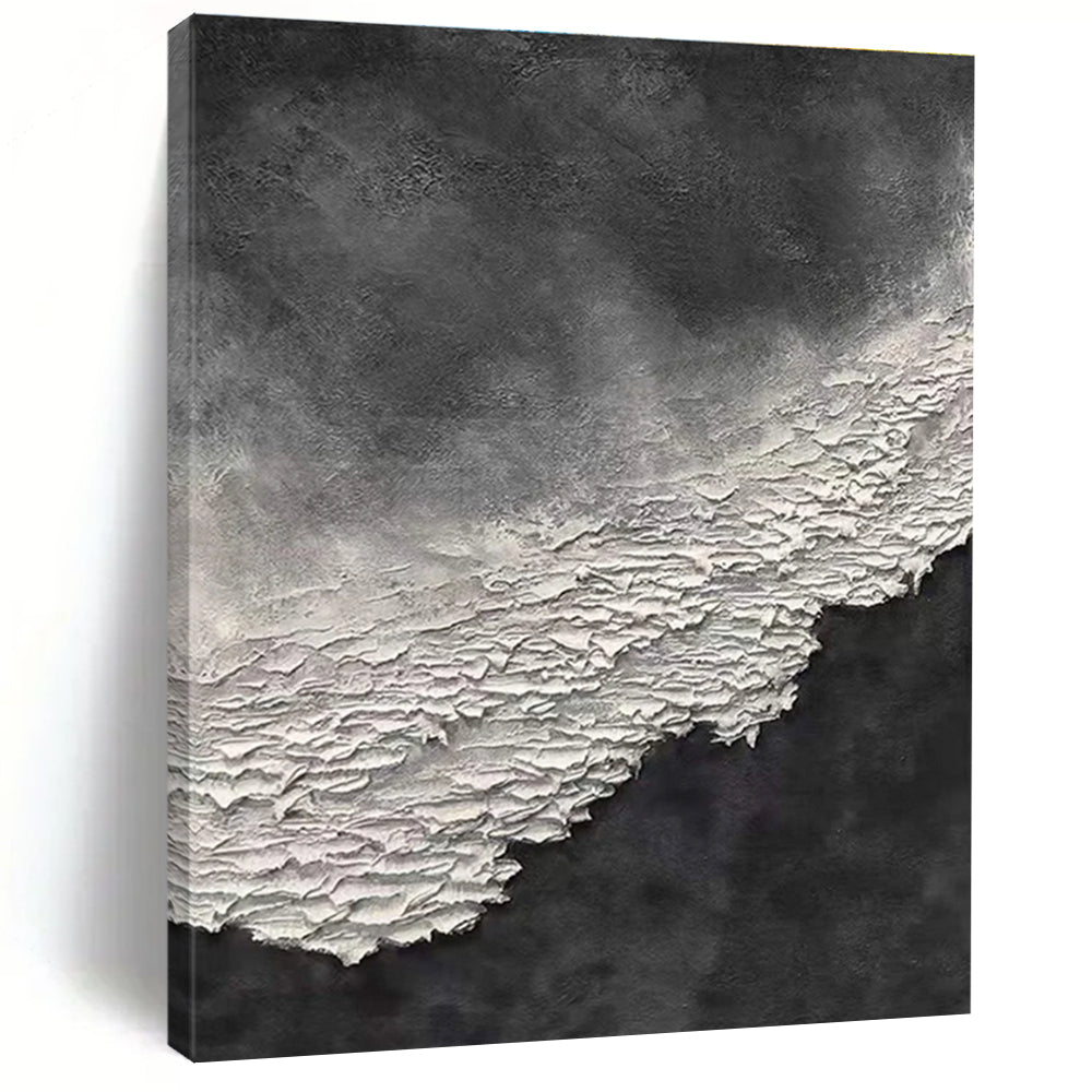 Black and White Textured Abstract Painting for Monochrome - Lover Spaces HENG339
