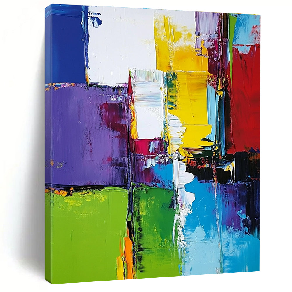 Purple Green Yellow Abstract Painting with Bold Color Clashes WINK513