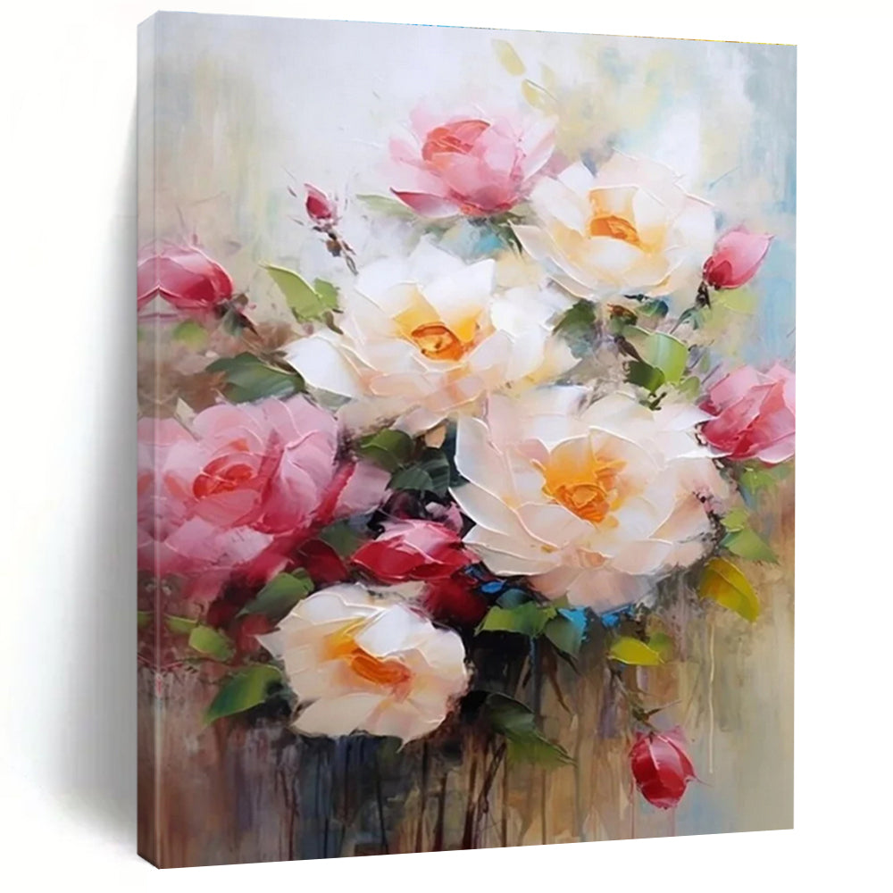 Classic Floral Bouquet Abstract Painting for Timeless Dining Rooms HENG429