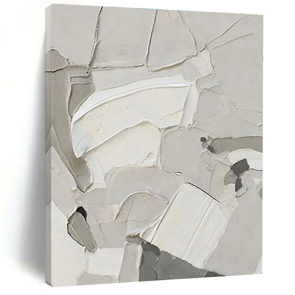 White Textured Abstract Composition Painting for Contemporary Art Galleries HENG509