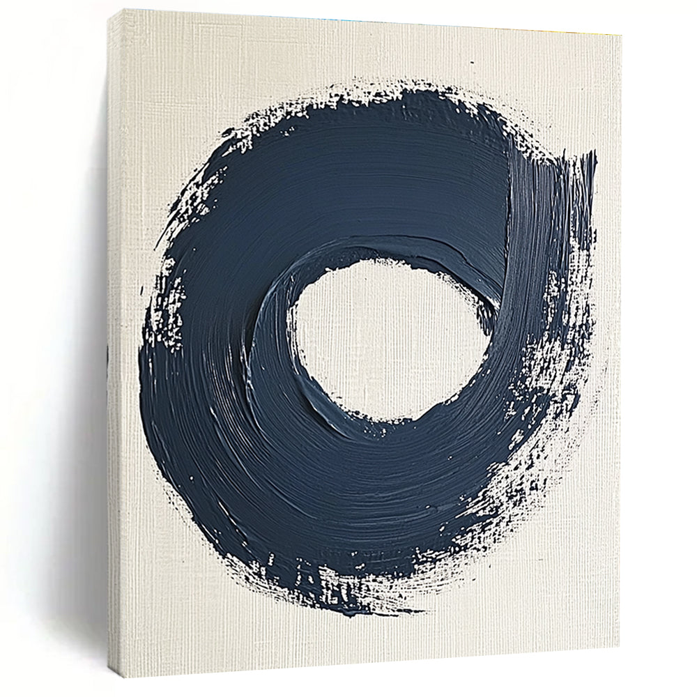 Dark Circular Brushstroke Abstract Painting with Bold Simplicity WINK086
