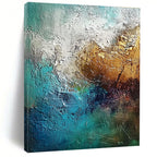 Textured Gold Blue Abstract Painting with Rich Depth WINK785